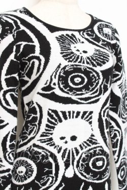 画像3: KILL STAR / My Eye Sweater Dress S 白×黒 Y-25-10-20-056-SL-OP-SZ-ZY