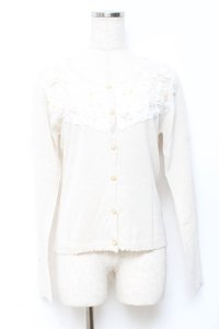 axes femme / バラ生地使いカーディガン M 生成り Y-25-10-20-007-AX-TO-SZ-ZY