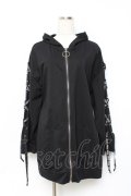 NieR Clothing / LACE-UP ZIP　パーカー F 黒 Y-25-10-20-065-PU-TO-SZ-ZY
