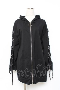 画像1: NieR Clothing / LACE-UP ZIP　パーカー F 黒 Y-25-10-20-065-PU-TO-SZ-ZY