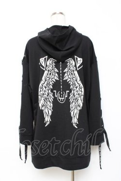 画像2: NieR Clothing / LACE-UP ZIP　パーカー F 黒 Y-25-10-20-065-PU-TO-SZ-ZY