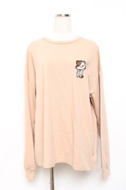 画像1: NieR Clothing / ミケ刺繍ロングT F ベージュ Y-25-10-20-067-PU-TO-SZ-ZY