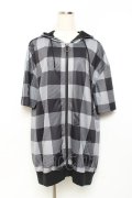 NieR Clothing / BACK RABBIT CHECKERED ZIP PARKA F 黒 Y-25-10-20-068-PU-TO-SZ-ZY