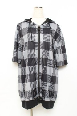 画像1: NieR Clothing / BACK RABBIT CHECKERED ZIP PARKA F 黒 Y-25-10-20-068-PU-TO-SZ-ZY