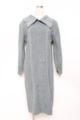 axes femme / 襟デザインニットワンピース F ミント Y-25-10-20-071-AX-OP-SZ-ZY