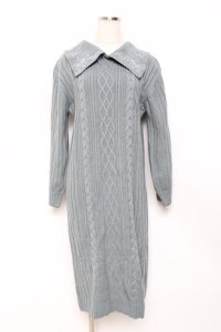 axes femme / 襟デザインニットワンピース F ミント Y-25-10-20-071-AX-OP-SZ-ZI