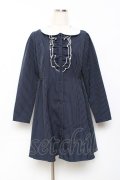 Ank Rouge / フロントフリルストライプシャツワンピース M ネイビー Y-25-10-20-073-CA-OP-SZ-ZY