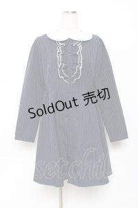 Ank Rouge / フロントフリルストライプシャツワンピース M ネイビー Y-25-10-20-073-CA-OP-SZ-ZY