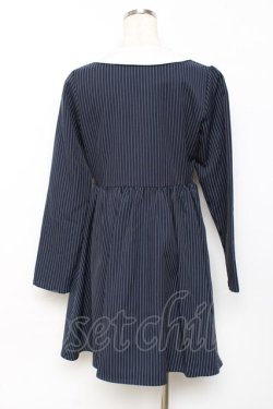 画像2: Ank Rouge / フロントフリルストライプシャツワンピース M ネイビー Y-25-10-20-073-CA-OP-SZ-ZY