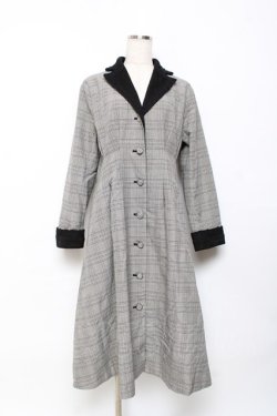 画像1: axes femme / チェック柄ワンピースコート M グレー Y-25-10-20-079-AX-OP-SZ-ZY