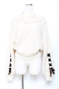 axes femme / 袖レースアップニットPO M 生成り Y-25-10-20-009-AX-TO-SZ-ZY