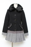axes femme / プリーツデザインコート M 黒 Y-25-10-20-087-AX-CO-SZ-ZY