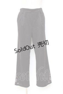 画像1: axes femme / 裾刺繍ストレートカットパンツ L 黒 Y-25-10-20-098-AX-PA-SZ-ZI