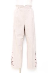 axes femme / 裾刺繍起毛ストレートパンツ L ベージュ Y-25-10-20-099-AX-PA-SZ-ZI