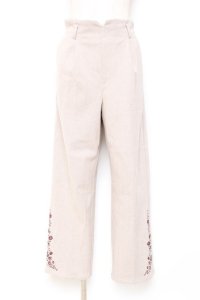 axes femme / 裾刺繍起毛ストレートパンツ L ベージュ Y-25-10-20-099-AX-PA-SZ-ZI