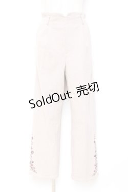 画像1: axes femme / 裾刺繍起毛ストレートパンツ L ベージュ Y-25-10-20-099-AX-PA-SZ-ZT525