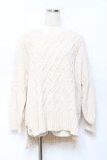 axes femme / 後ろ編み上げニット M 生成り Y-25-10-20-011-AX-TO-SZ-ZY
