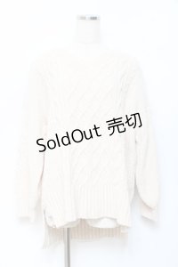 axes femme / 後ろ編み上げニット M 生成り Y-25-10-20-011-AX-TO-SZ-ZY