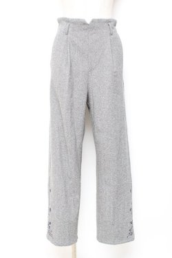 画像1: axes femme / 裾刺繍起毛ストレートパンツ L チャコール Y-25-10-20-102-AX-PA-SZ-ZY