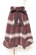 axes femme / シャギーチェックイレヘムスカート M ワイン Y-25-10-20-104-AX-SK-SZ-ZY