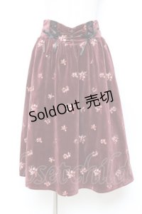 axes femme / 総刺繍ベロアスカート M ワイン Y-25-10-20-105-AX-SK-SZ-ZY