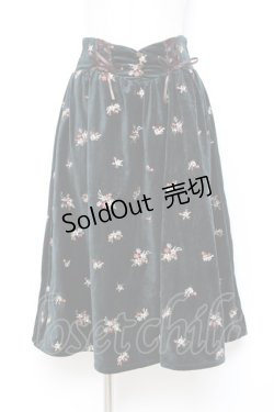 画像1: axes femme / 総刺繍ベロアスカート M Dグリーン Y-25-10-20-107-AX-SK-SZ-ZI