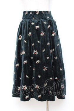 画像2: axes femme / 総刺繍ベロアスカート M Dグリーン Y-25-10-20-107-AX-SK-SZ-ZY