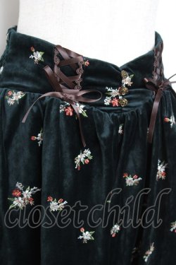 画像3: axes femme / 総刺繍ベロアスカート M Dグリーン Y-25-10-20-107-AX-SK-SZ-ZY