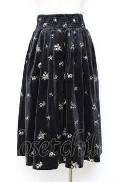 画像2: axes femme / 総刺繍ベロアスカート M クロ Y-25-10-20-108-AX-SK-SZ-ZY