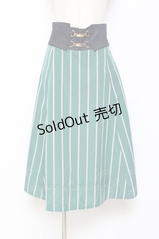 画像1: axes femme / ビット付ハイウエストスカート  グリーン Y-25-10-20-110-AX-SK-SZ-ZI (1)