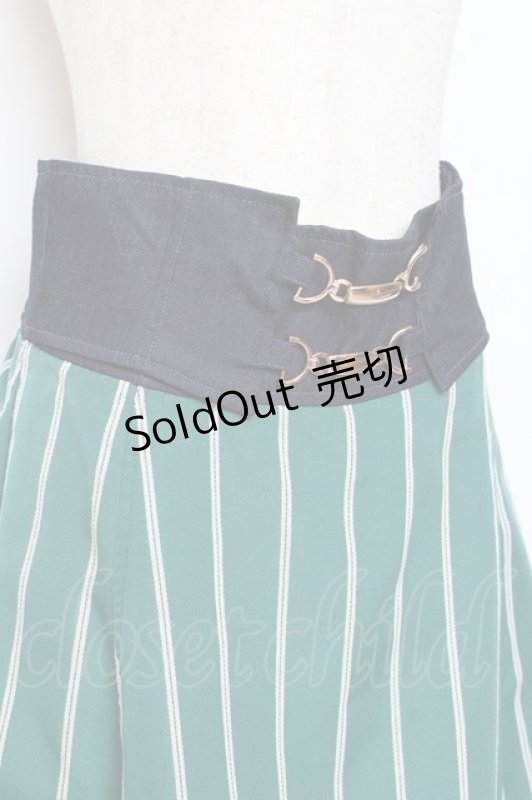 画像3: axes femme / ビット付ハイウエストスカート  グリーン Y-25-10-20-110-AX-SK-SZ-ZI (3)