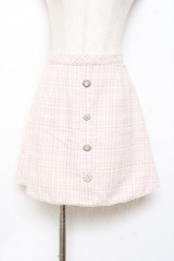 画像1: evelyn / ビジューツイードスカート  ピンク Y-25-10-20-116-LO-SK-SZ-ZY