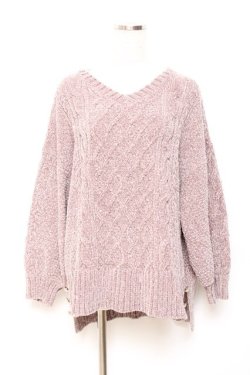 画像1: axes femme / 後ろ編み上げニット M 淡ピンク Y-25-10-20-013-AX-TO-SZ-ZY