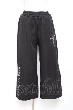 画像1: NieR Clothing / 刺繍ワイドパンツ  黒 Y-25-10-20-122-PU-PA-SZ-ZY
