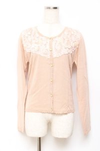 axes femme / バラ生地使いカーディガン M アワピンク Y-25-10-20-014-AX-TO-SZ-ZY