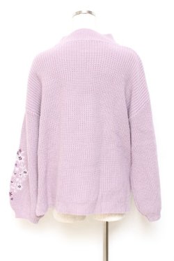 画像2: axes femme / 袖刺繍ボトルネックニット F ラベンダー Y-25-10-20-016-AX-TO-SZ-ZY