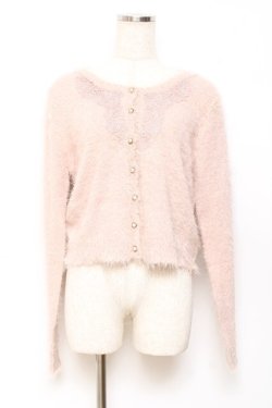画像1: axes femme / モチーフレース付きカーデ M アワピンク Y-25-10-20-019-AX-TO-SZ-ZY