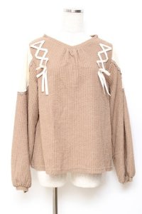 axes femme / レースアップカットプルオーバー F モカ Y-25-10-20-024-AX-TO-SZ-ZY