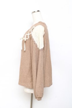 画像2: axes femme / レースアップカットプルオーバー F モカ Y-25-10-20-024-AX-TO-SZ-ZY