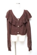axes femme kawaii / フリル襟ショートニットカーデ M 茶 Y-25-10-20-025-AX-TO-SZ-ZY