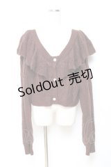 axes femme kawaii / フリル襟ショートニットカーデ M 茶 Y-25-10-20-025-AX-TO-SZ-ZI