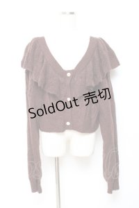 axes femme kawaii / フリル襟ショートニットカーデ M 茶 Y-25-10-20-025-AX-TO-SZ-ZI