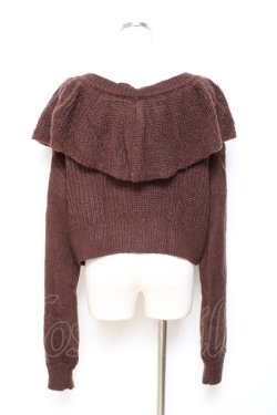 画像2: axes femme kawaii / フリル襟ショートニットカーデ M 茶 Y-25-10-20-025-AX-TO-SZ-ZY