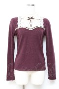 axes femme / ベロアリボンプチスタンドプルオーバー M パープル Y-25-10-20-026-AX-TO-SZ-ZY