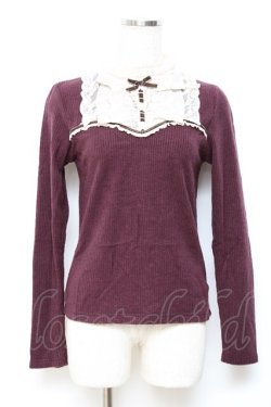 画像1: axes femme / ベロアリボンプチスタンドプルオーバー M パープル Y-25-10-20-026-AX-TO-SZ-ZY
