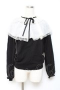 axes femme / レース重ねケープニットプルオーバー M 黒 Y-25-10-20-029-AX-TO-SZ-ZY