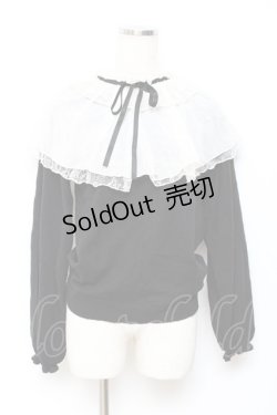 画像1: axes femme / レース重ねケープニットプルオーバー M 黒 Y-25-10-20-029-AX-TO-SZ-ZY