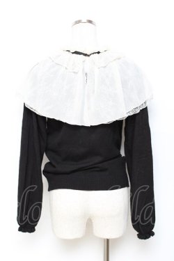 画像2: axes femme / レース重ねケープニットプルオーバー M 黒 Y-25-10-20-029-AX-TO-SZ-ZY