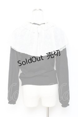 画像2: axes femme / レース重ねケープニットプルオーバー M 黒 Y-25-10-20-029-AX-TO-SZ-ZY