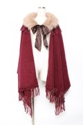 axes femme / ファーティペット付きストール  ワイン Y-25-10-20-004-AX-TO-SZ-ZY